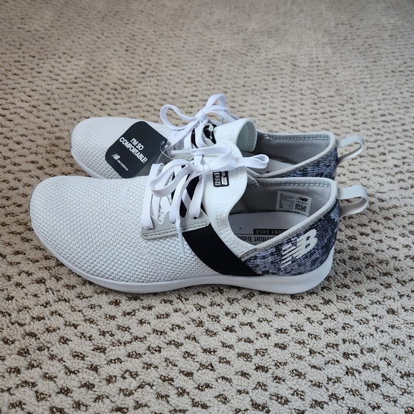 New Balance Comfort Insert Memory Sole White and Black Snakeskin Sneakers - Picture 3 of 8